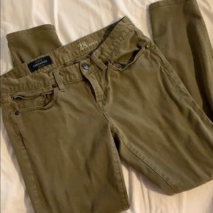 Army green J Crew Toothpick Pants